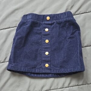 Navy Corduroy Skirt with Gold Buttons